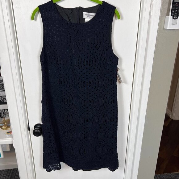 Helene Berman sleeveless navy lace a-line dress. Size 10 - Picture 1 of 9